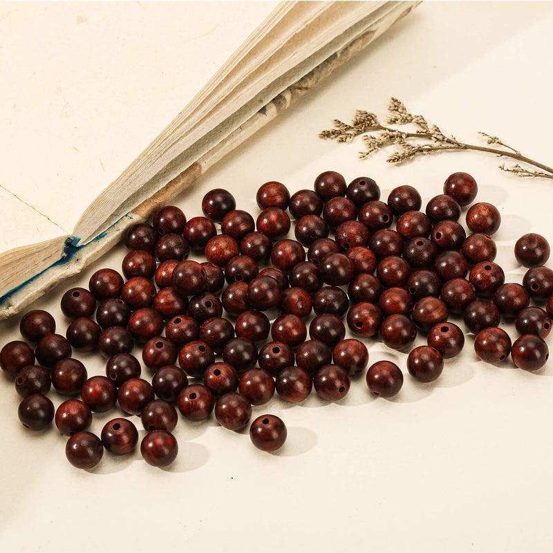 Prometis 200pcs 8mm Natural Sandalwood Round Beads Gorgeous Craft Handmade Polished Spacer Mala Pray Beads with Elastic Cord for Bracelets DIY Rosary Tasbih Jewelry Making - Image 2